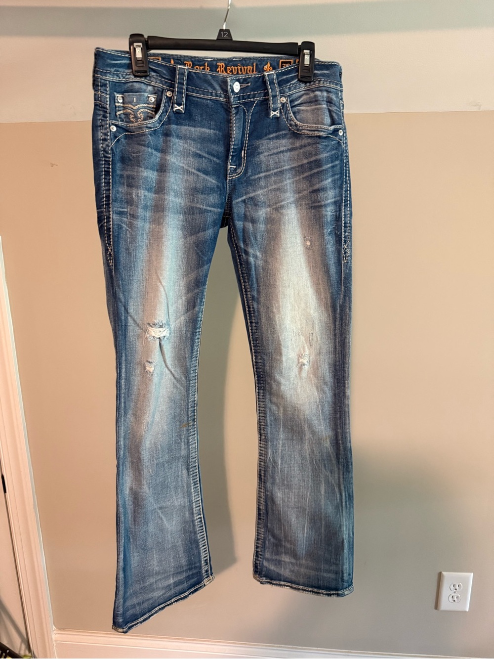 Rock Revival Womens Faded Blue Bootcut Jeans
